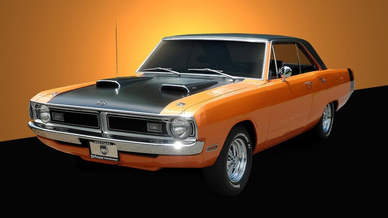 Orange classic muscle car