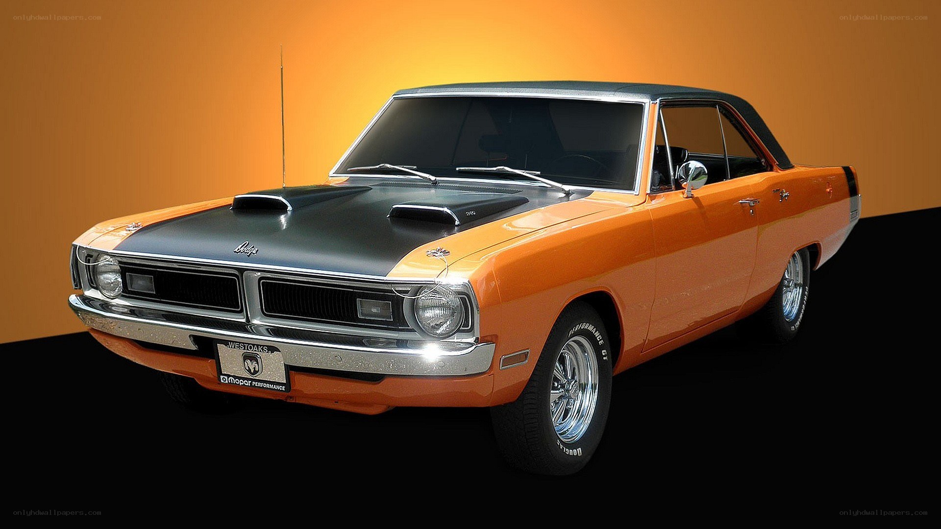 Orange classic muscle car