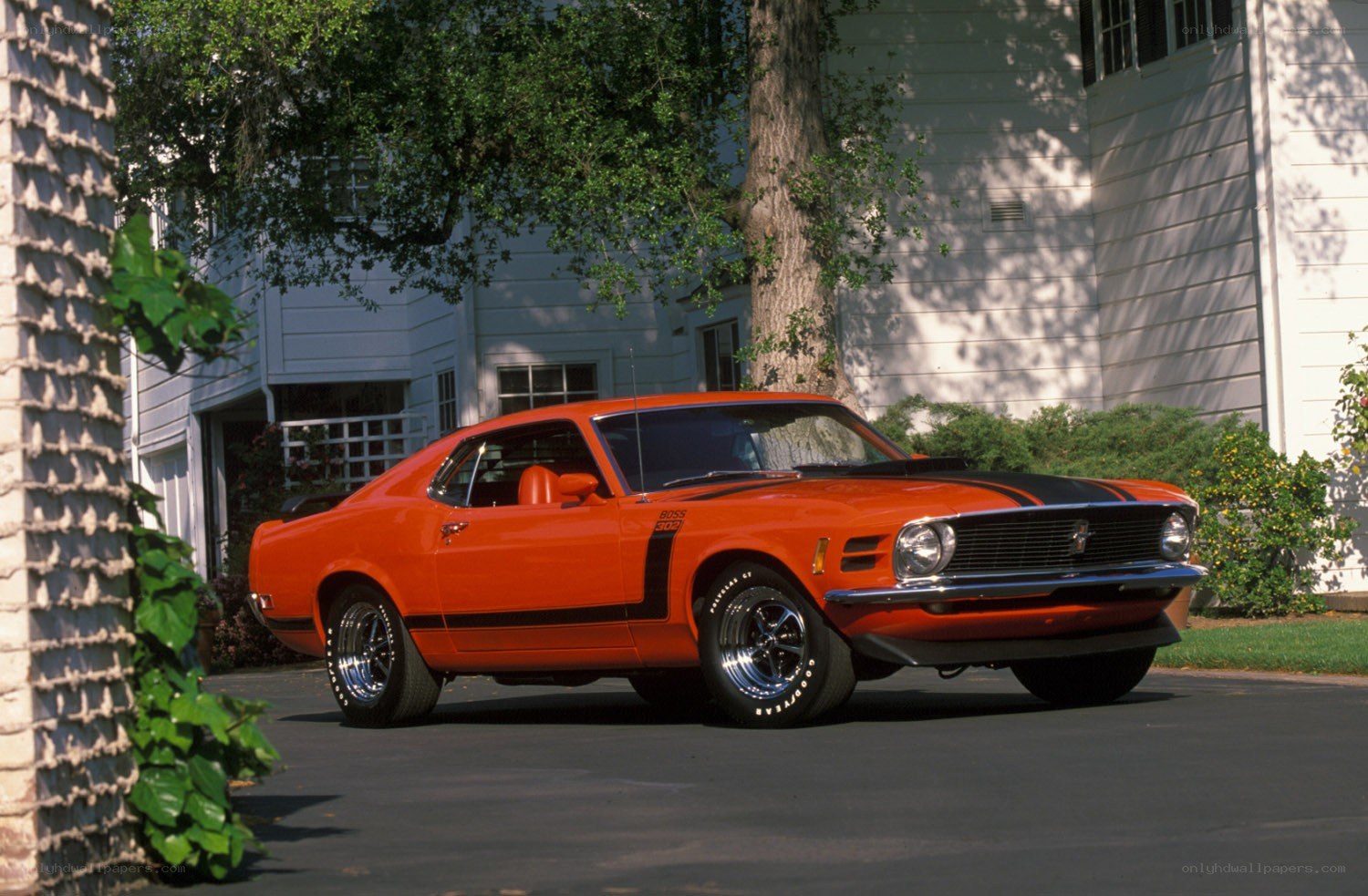 Orange classic muscle car