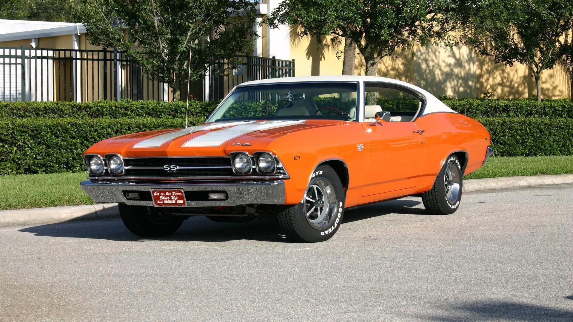 Orange classic muscle car