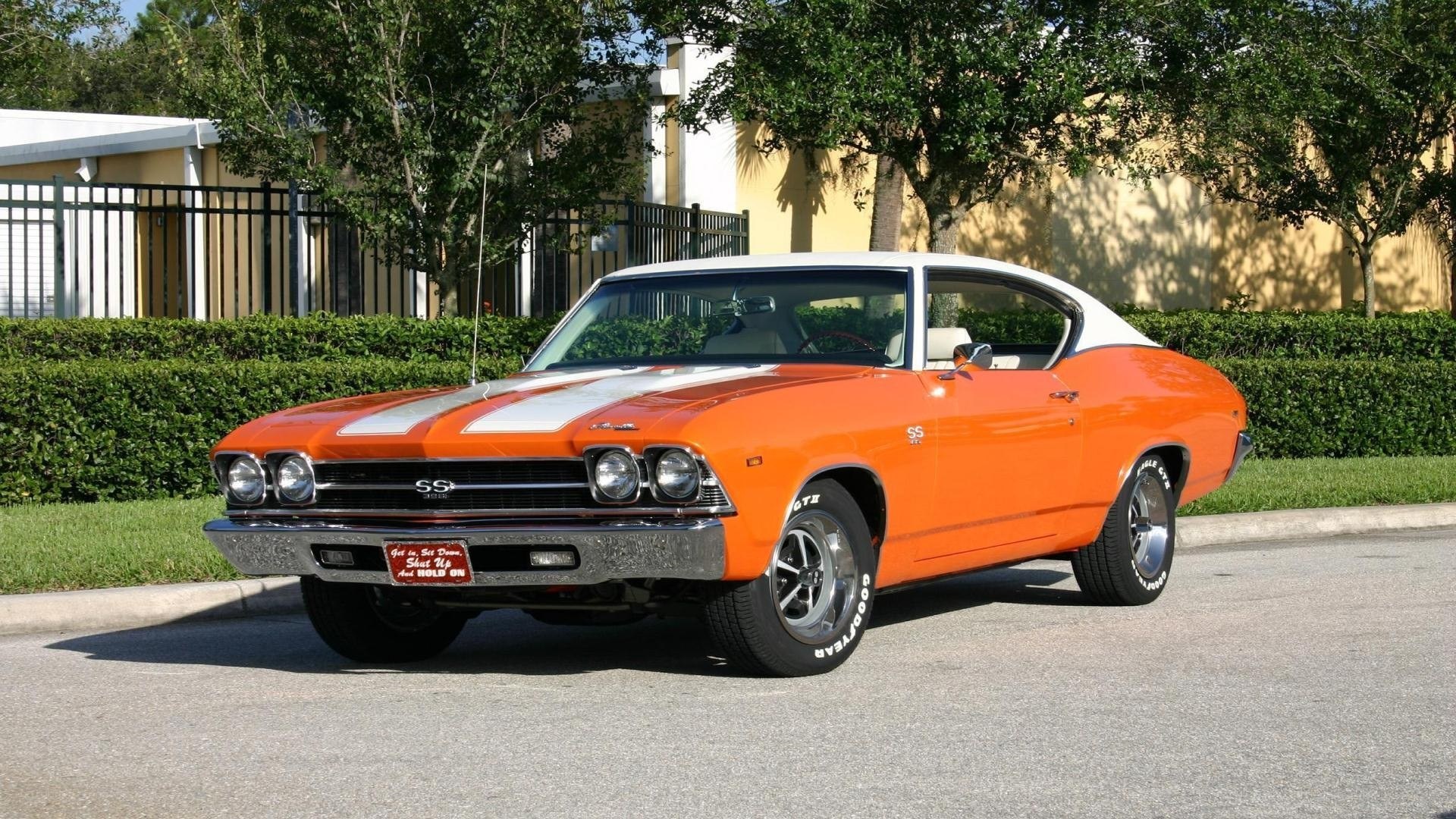 Orange classic muscle car
