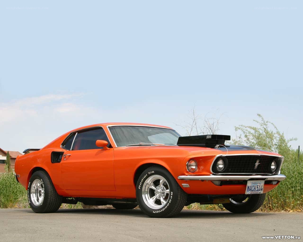 Orange classic muscle car