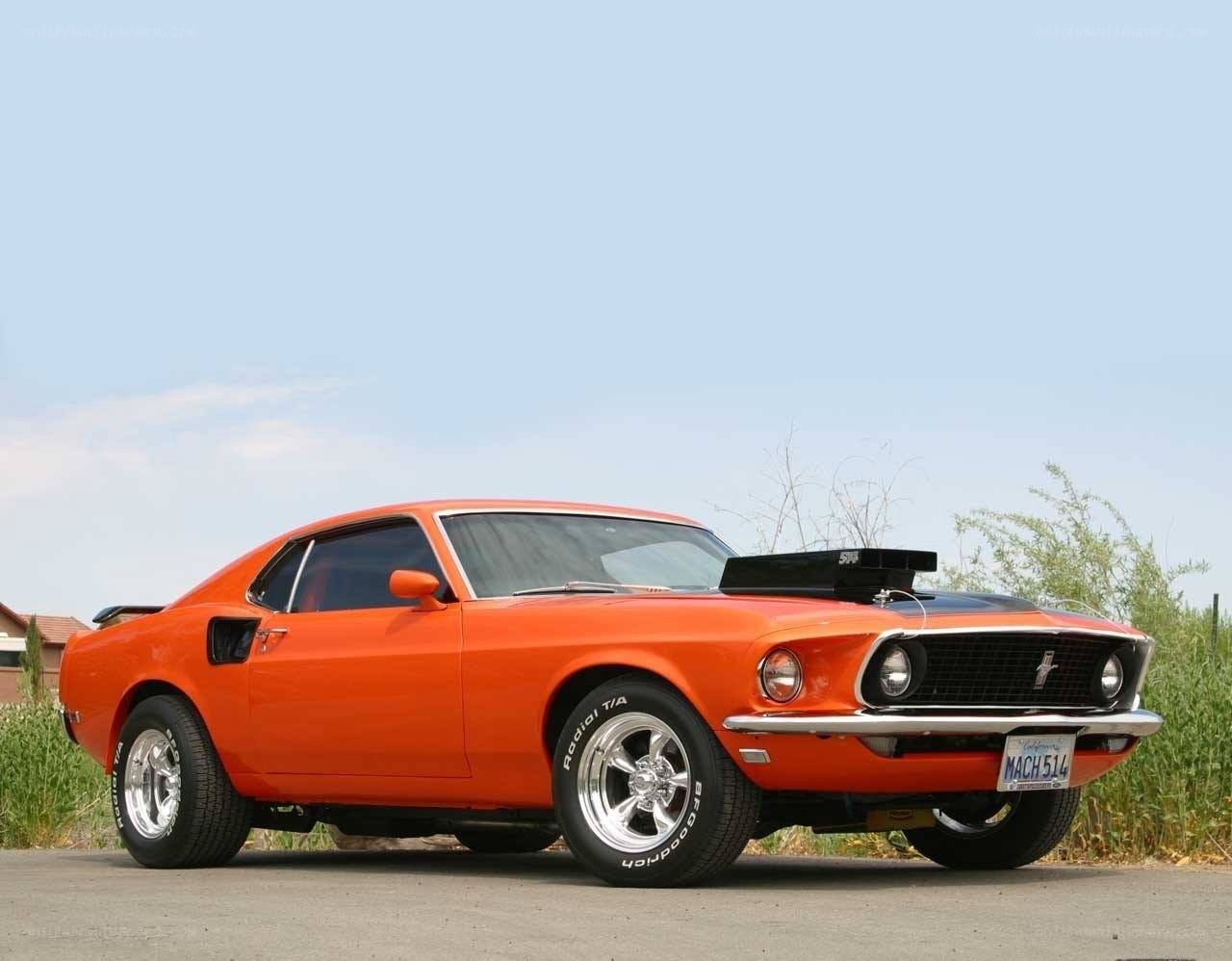 Orange classic muscle car