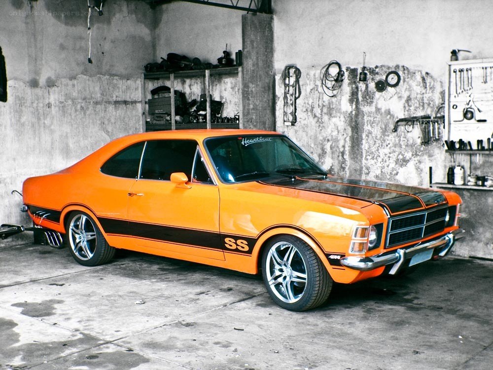 orange classic muscle car