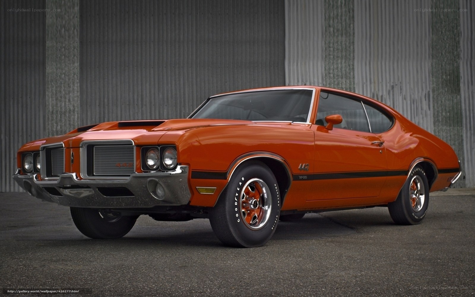 Orange classic muscle car