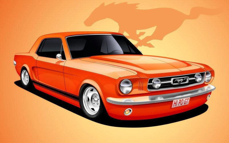 Orange classic Mustang car