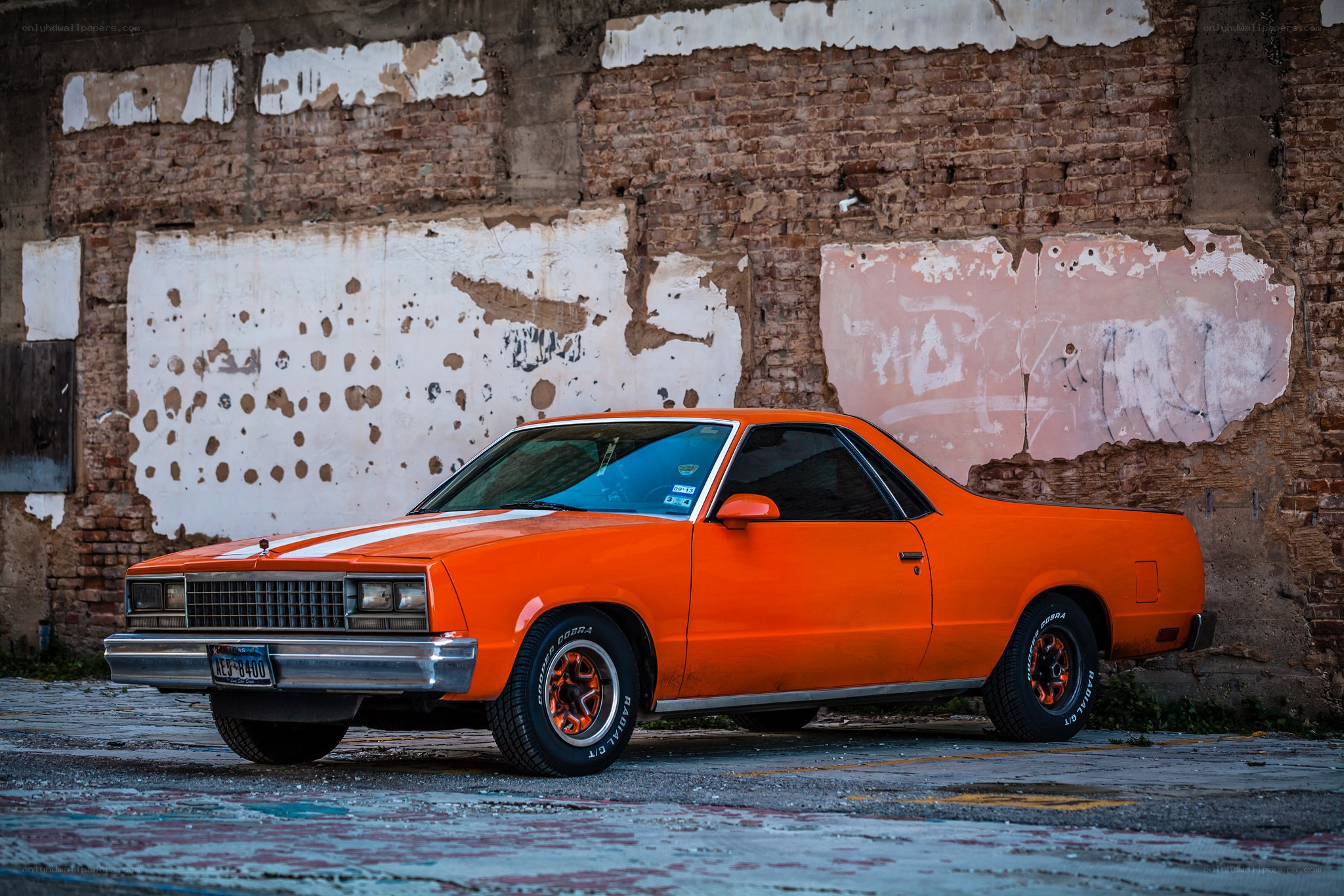 Orange classic pickup truck