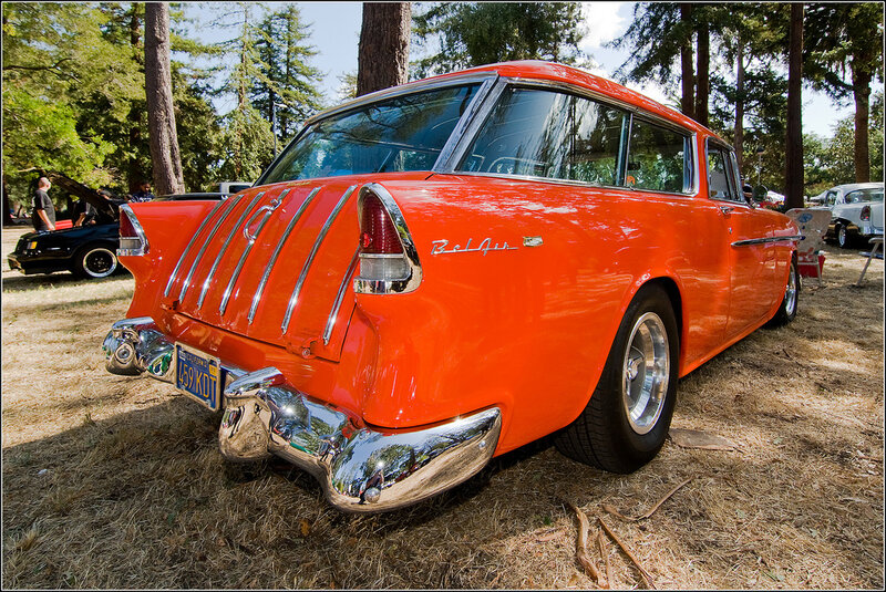 Orange classic station wagon