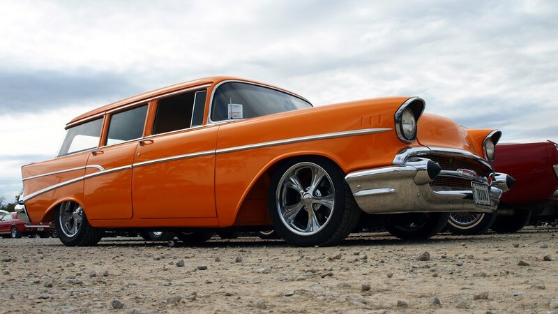 Orange Classic Station Wagon — Dramatic, Photograph