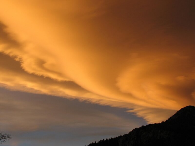 Orange Clouds over Mountain — Dramatic