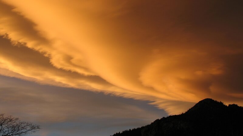 Orange Clouds over Mountain