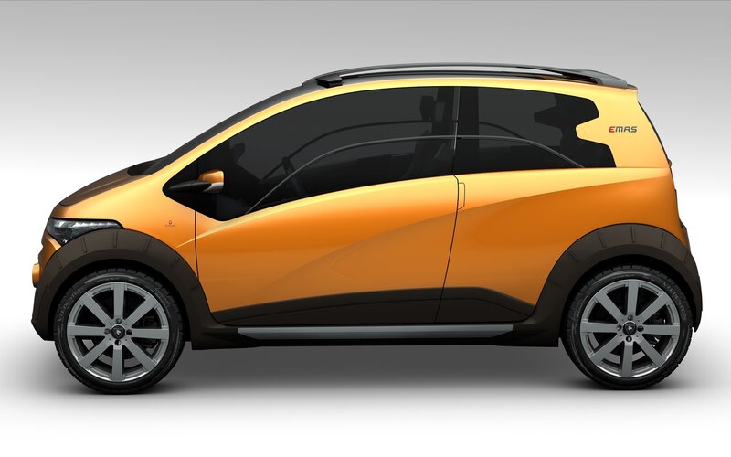Orange compact electric car