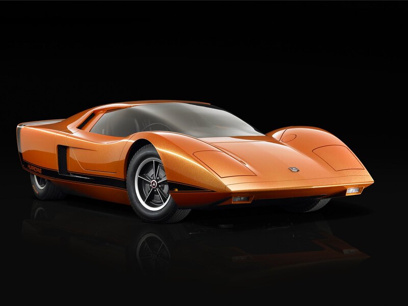 Orange Concept Car — Dramatic, 3d Render, Black Background