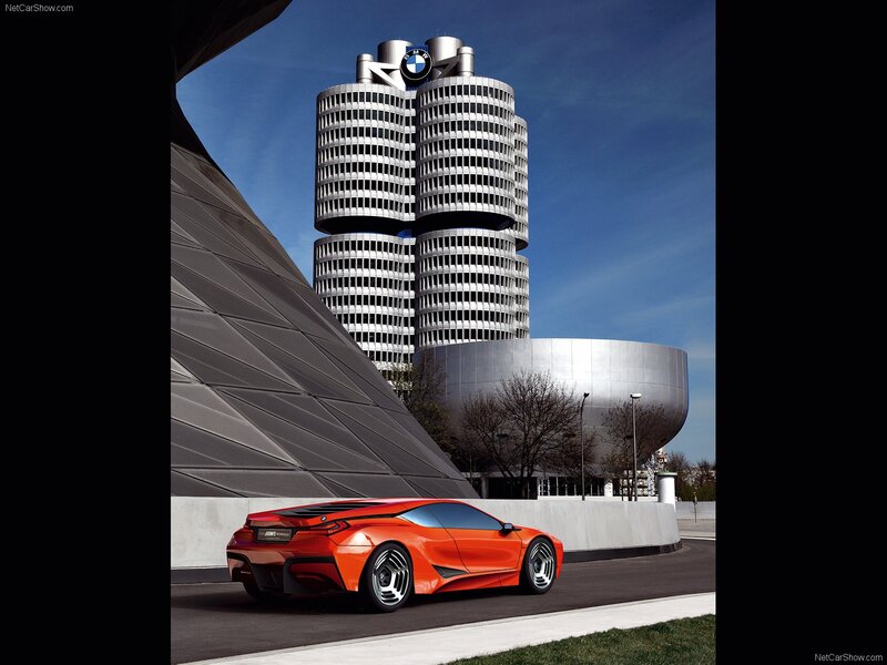 Orange Concept Car — Dramatic, Afternoon, Photograph, Building