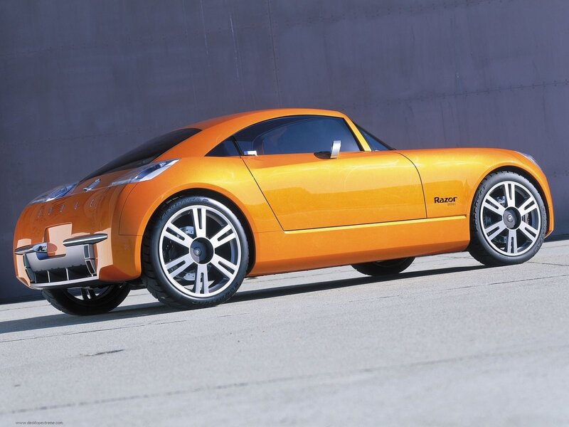 Orange Concept Car — Dramatic, Afternoon, Photograph, Wall, Road