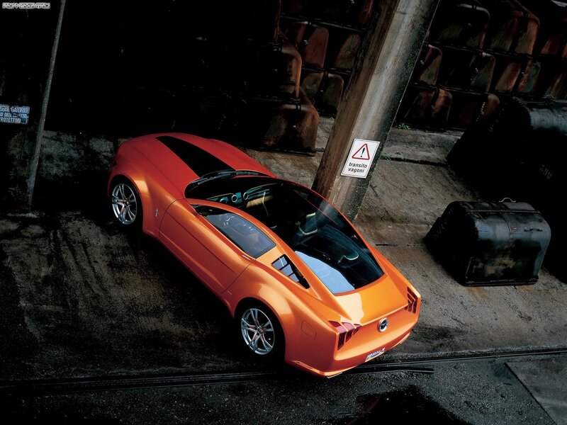 Orange Concept Car — Dramatic, Photograph, Pole