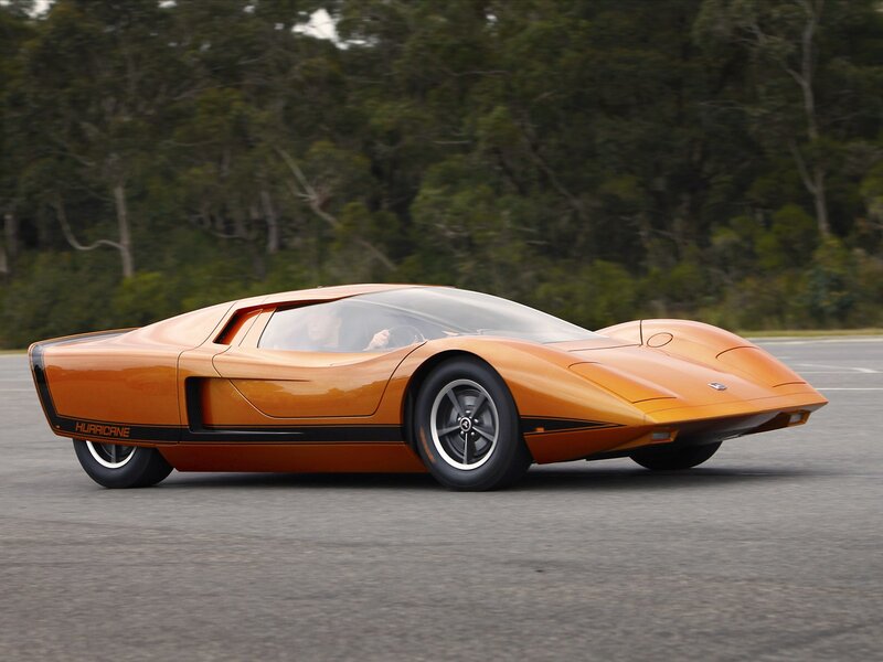 Orange Concept Car — Dynamic, Afternoon, Photograph, Driver
