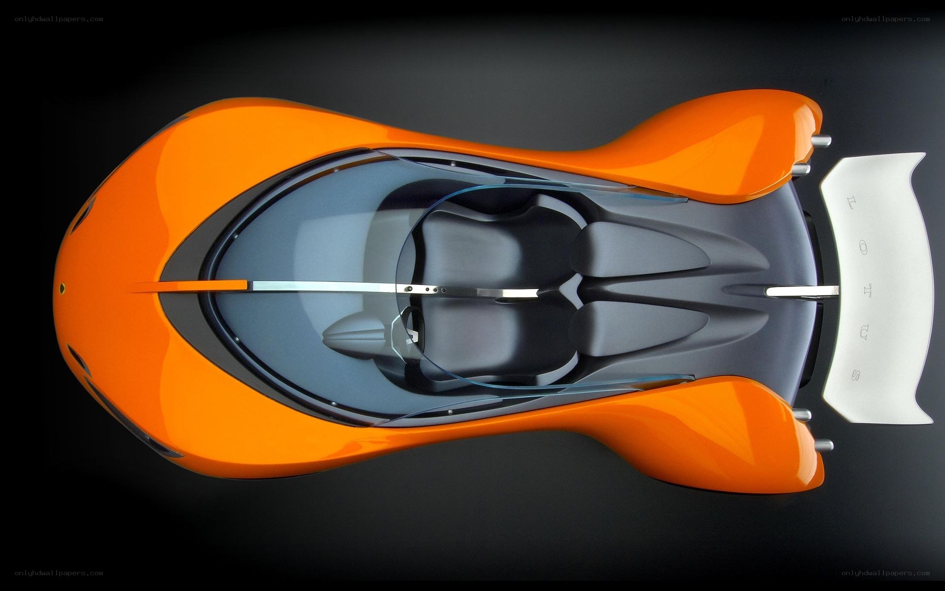 orange concept car from above