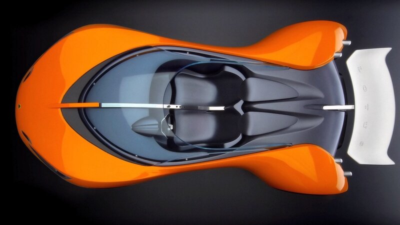 orange concept car from above