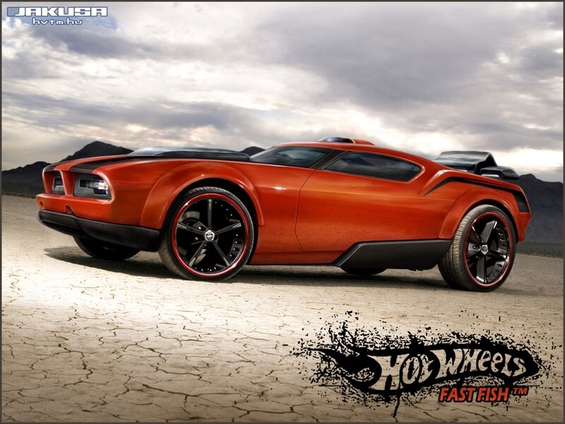 Orange concept car in desert