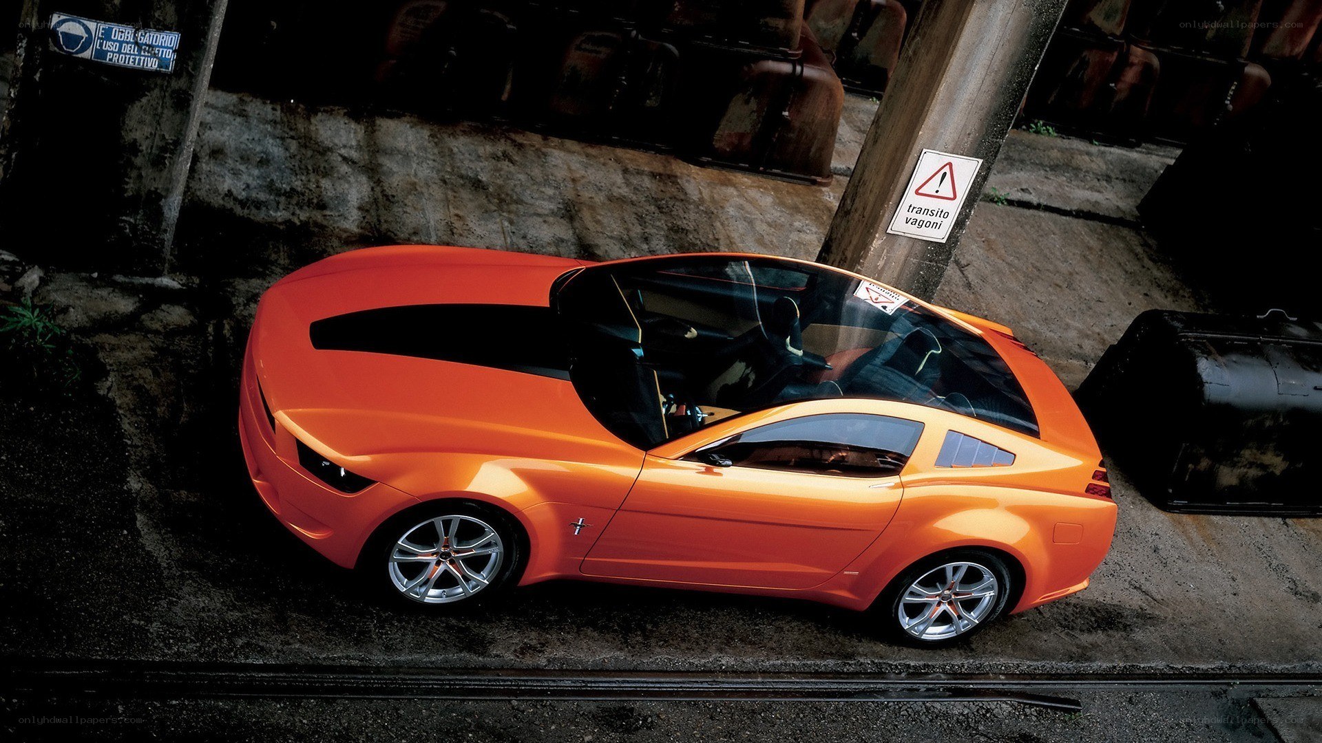 Orange concept car in urban setting