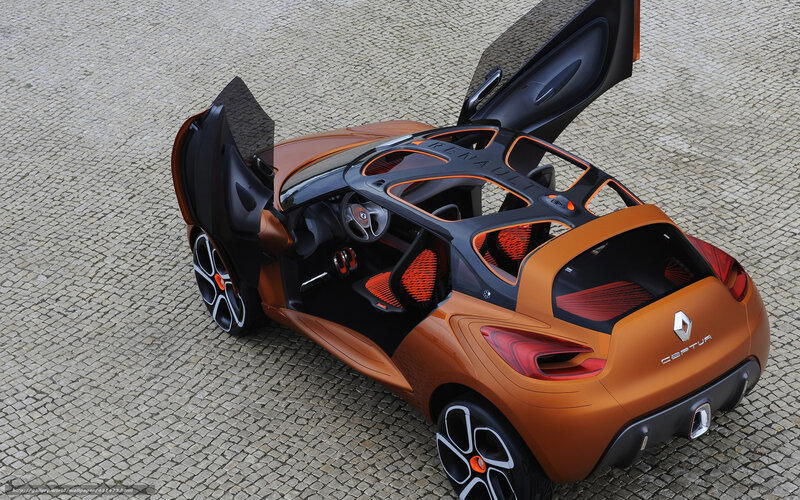 Orange Concept Car — Modern, Photograph, Car Door, Steering Wheel