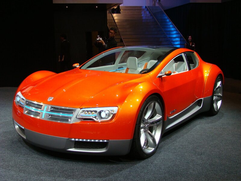 Orange concept car on display