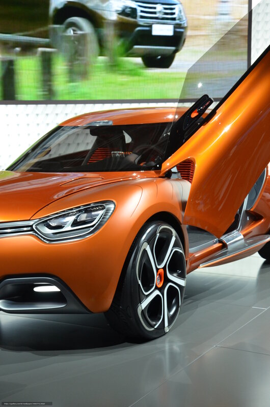 orange concept car on display