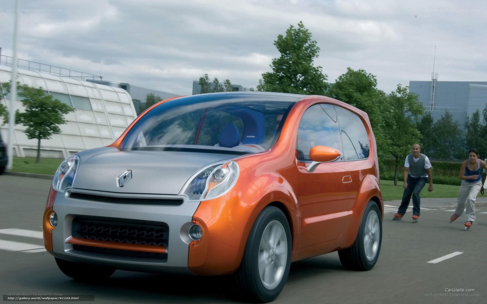 Orange concept car on street