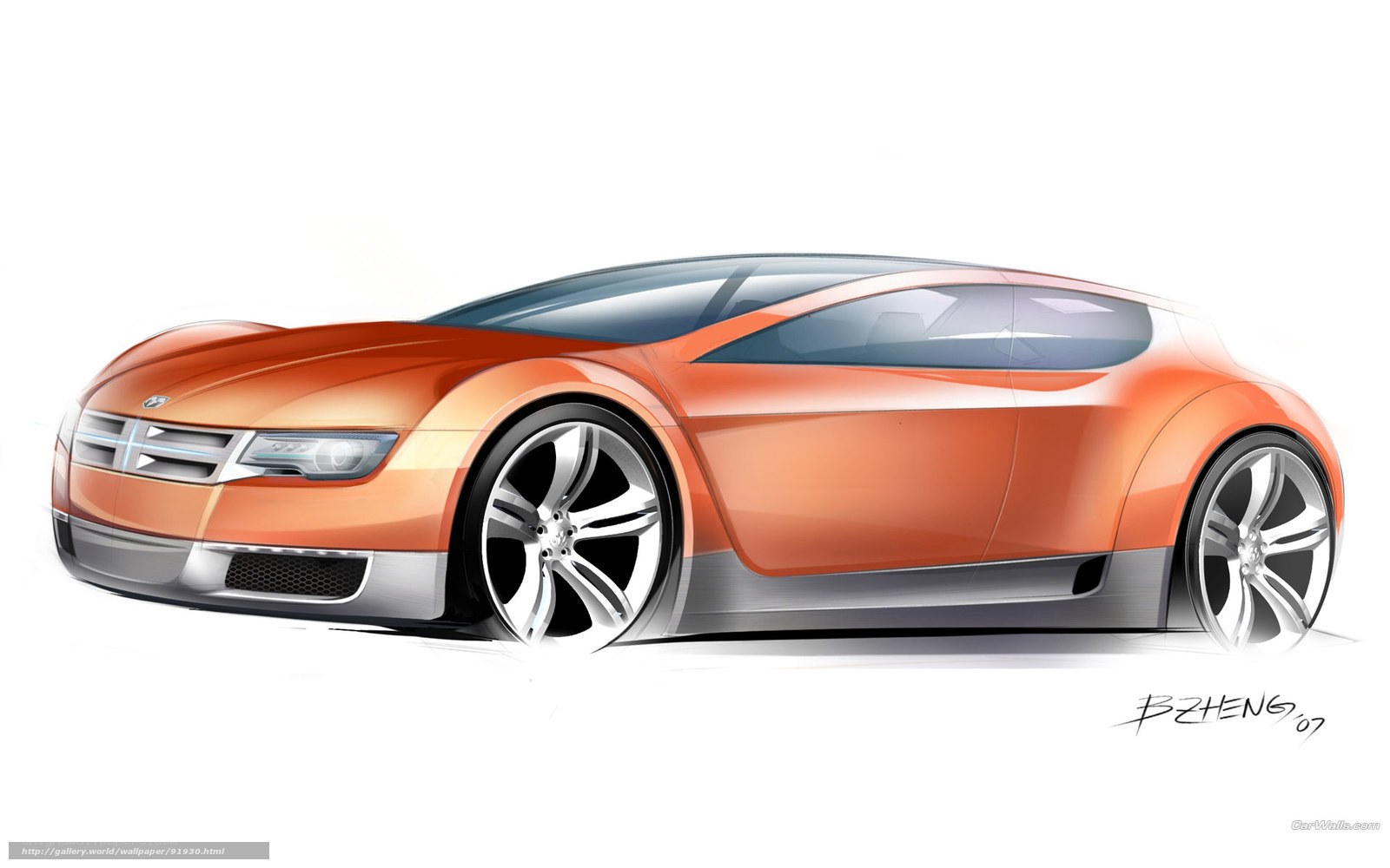 orange concept car sketch