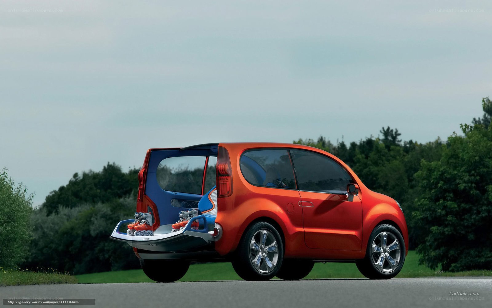 Orange concept car with open rear