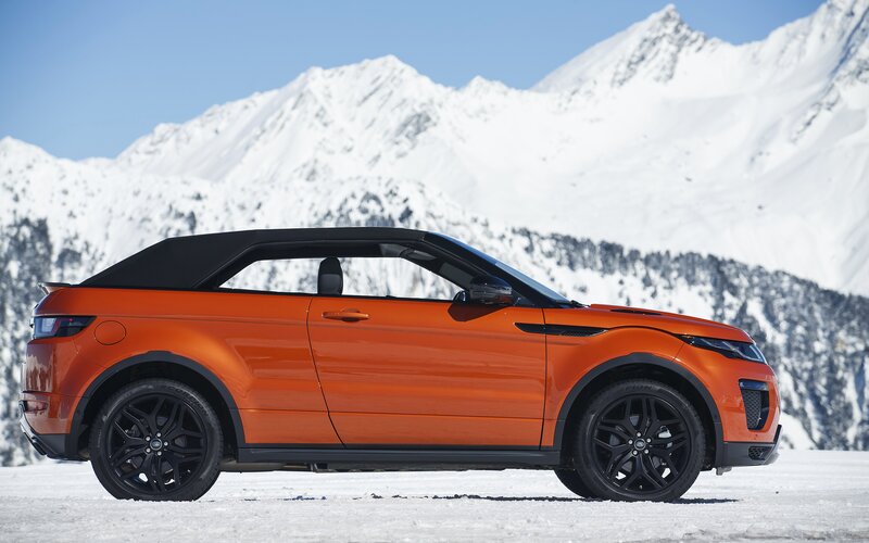 Orange Convertible Car — Dramatic, Winter