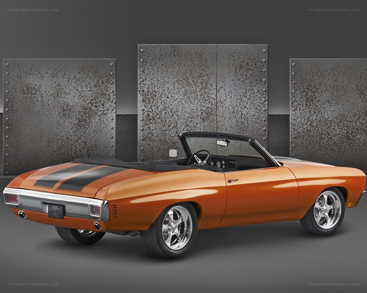 Orange convertible muscle car