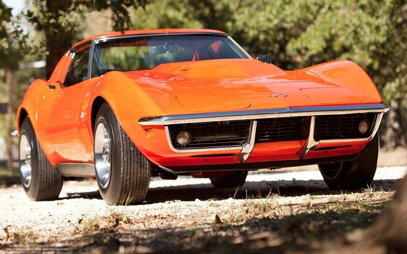 Orange Corvette Car — Calm, Afternoon, Photograph