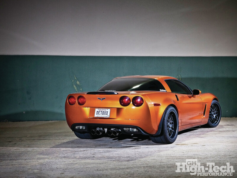 Orange Corvette Car — Dramatic, Photograph, License Plate, Exhaust