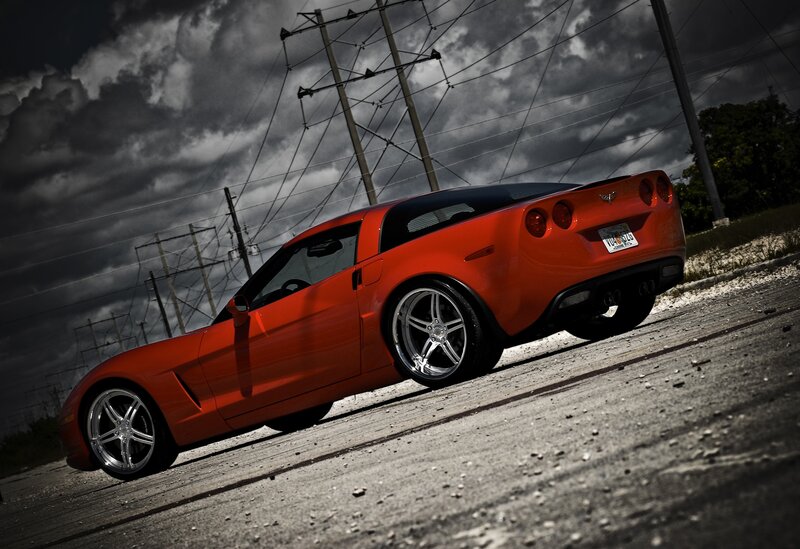 Orange Corvette Car — Red, Dramatic