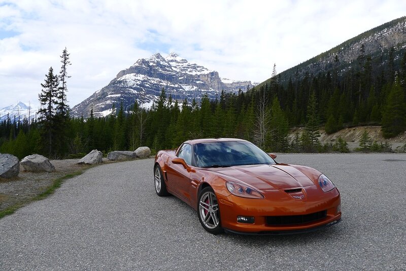 Orange Corvette in Mountains
