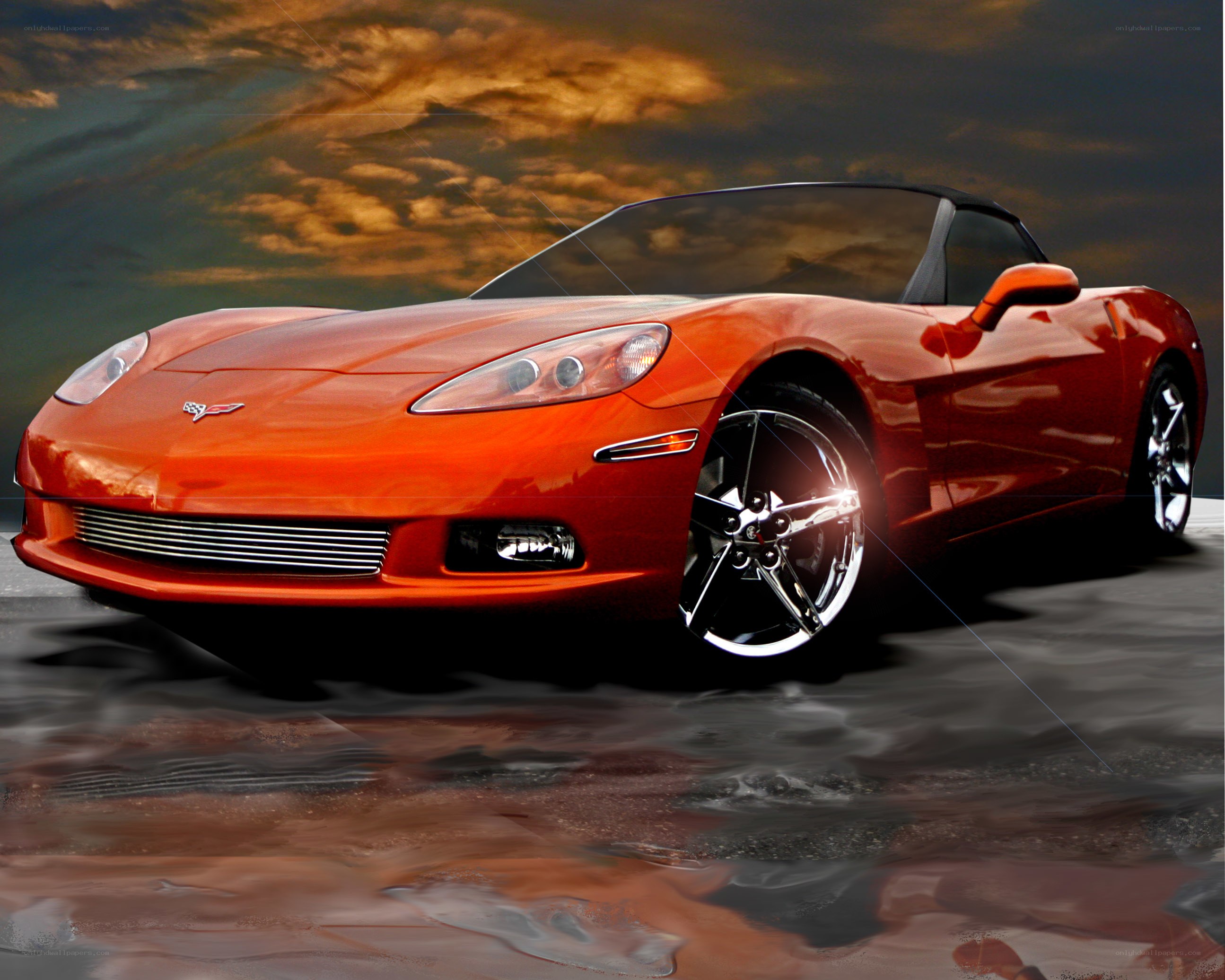 Orange Corvette sports car