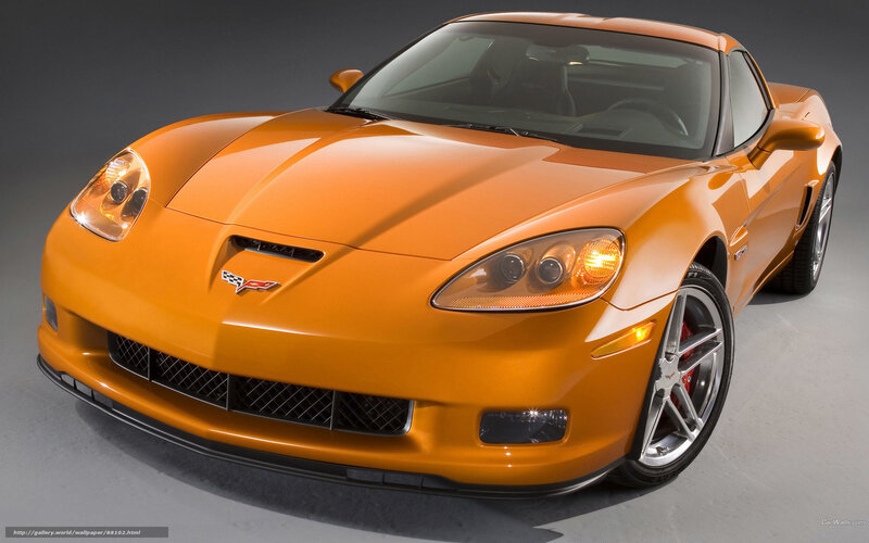 Orange Corvette Sports Car — Dramatic, Photograph, Headlights