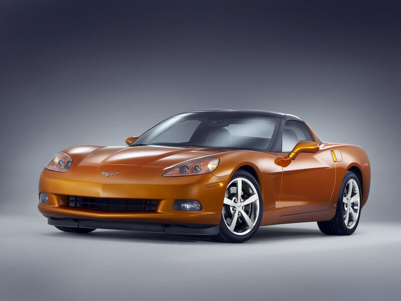 Orange Corvette Sports Car — Dramatic, Photograph, Wheels, Headlights