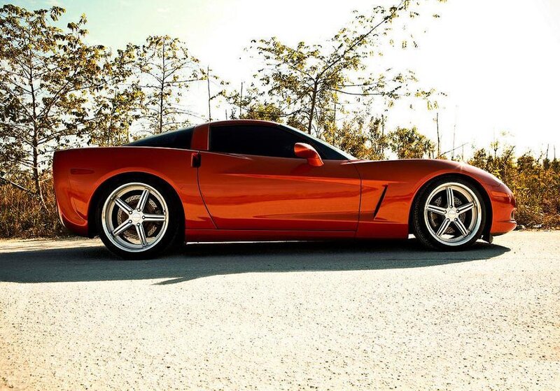 Orange Corvette Sports Car — Red
