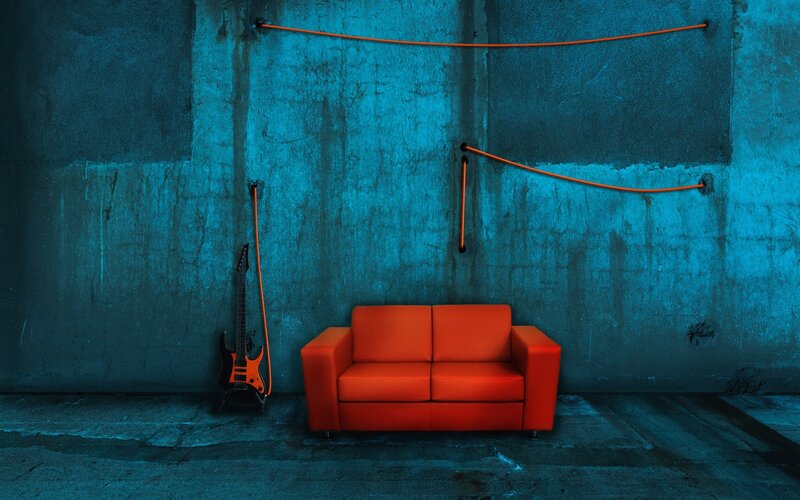 Orange Couch in Room