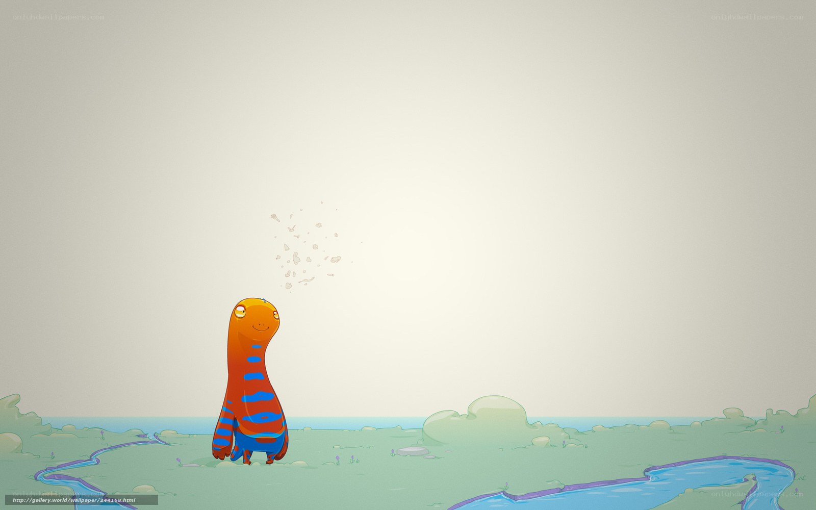 orange creature in a landscape