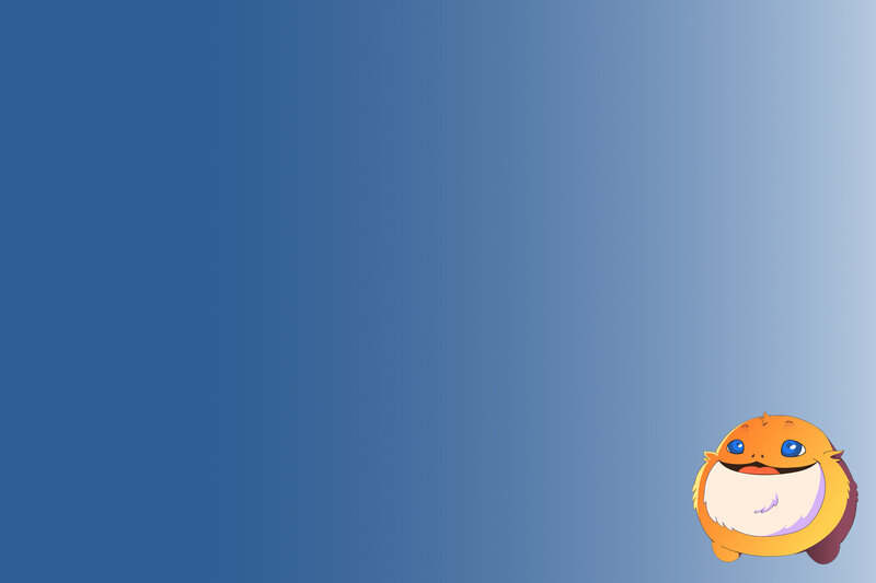 orange creature on blue background