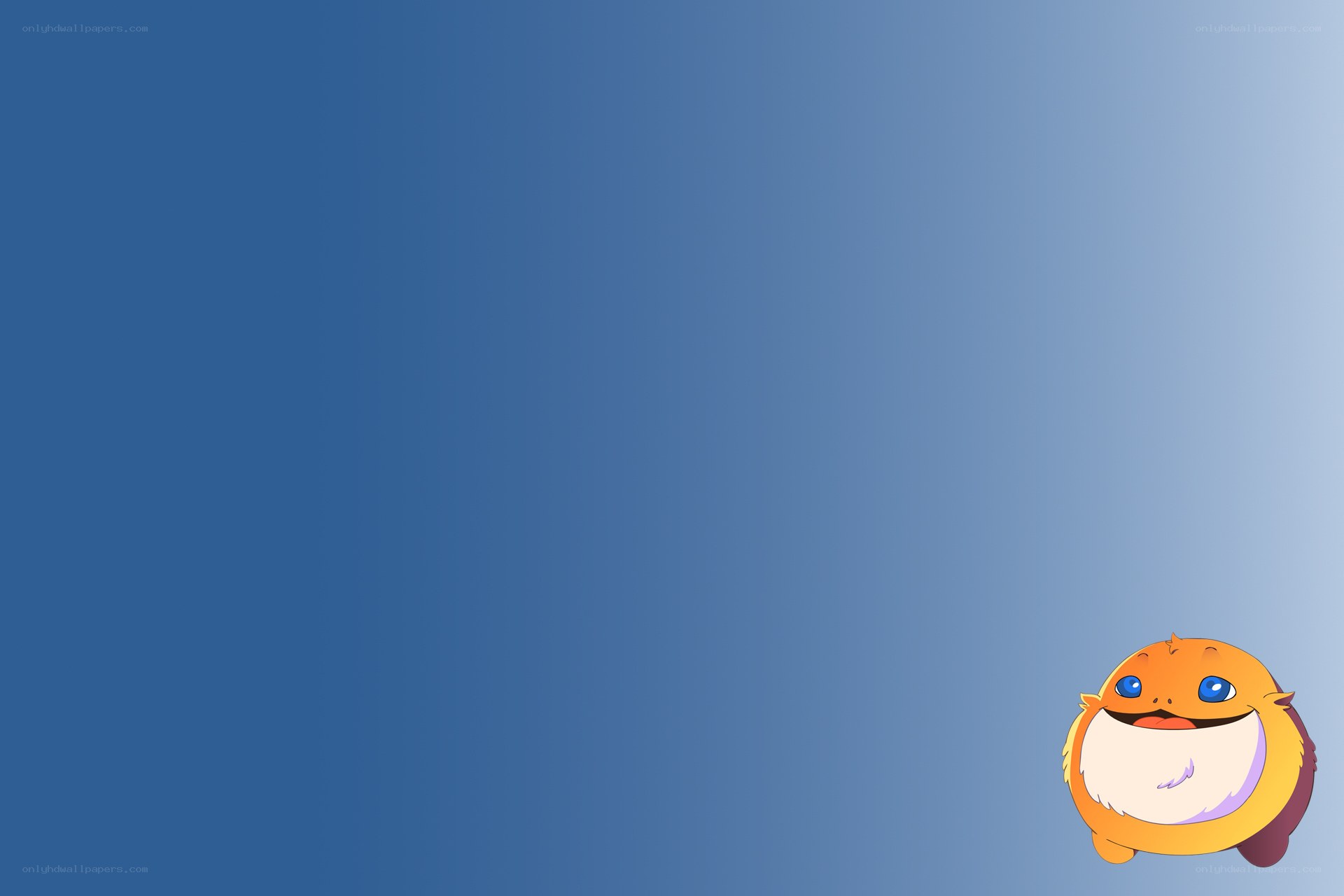 orange creature on blue background