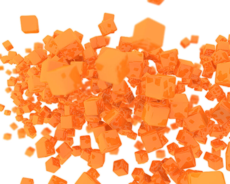 orange cubes explosion
