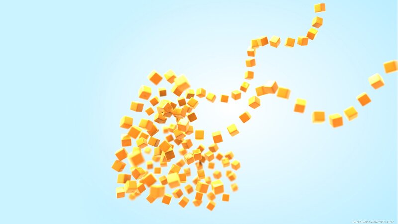 Orange cubes in motion