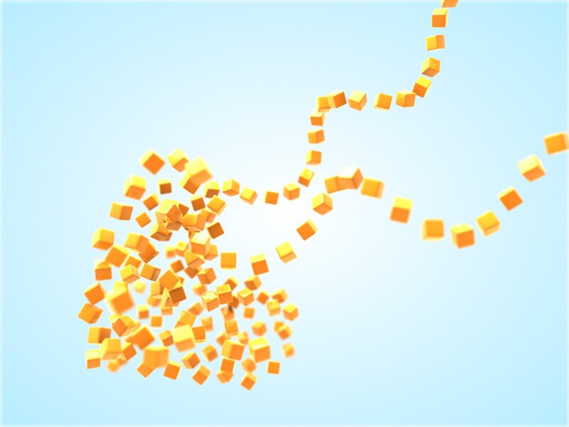 Orange Cubes in Motion — Calm, 3d Render