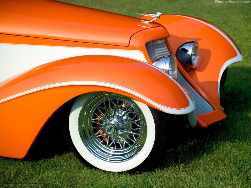 Orange Custom Car — Calm, Afternoon, Photograph, Grass