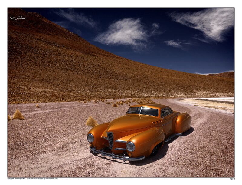 Orange Custom Car — Dramatic, Afternoon, Digital Art
